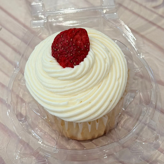 White Cupcake w/ Strawberry filling
